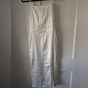 Lulu's white satin midi dress